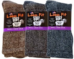 EXTRA WIDE LOOSE FIT MARLED MERINO WOOL CREW SOCK