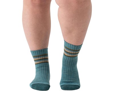 Women's Multi Stripe Cushioned Micro Crew Sock Teal - MainImage