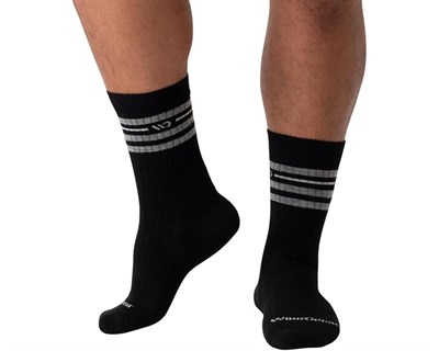 MEN'S VINTAGE STRIPE CREW SOCK BLACK - MainImage