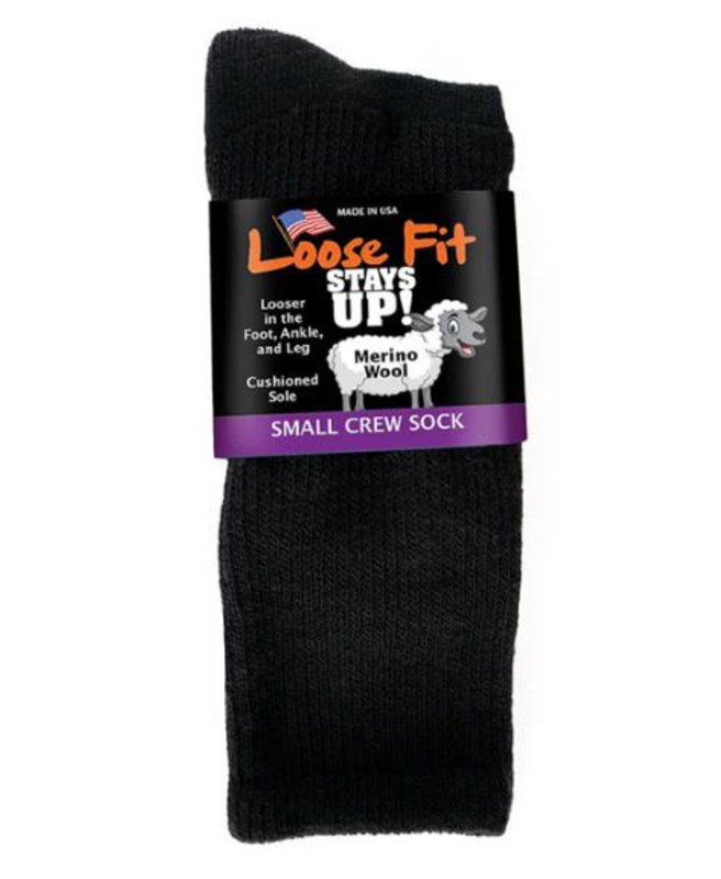 EXTRA WIDE LOOSE FIT MERINO WOOL CREW SOCK BLACK - Main