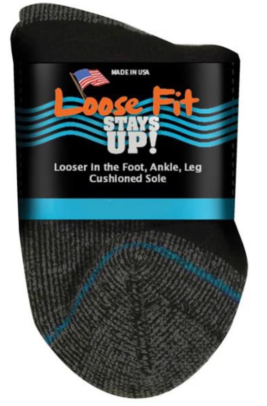 EXTRA WIDE LOOSE FIT STAY UP QUARTER SOCK BLACK - Main