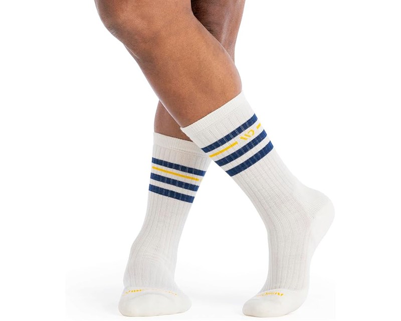 MEN'S VINTAGE STRIPE CREW SOCK WHITE - Main