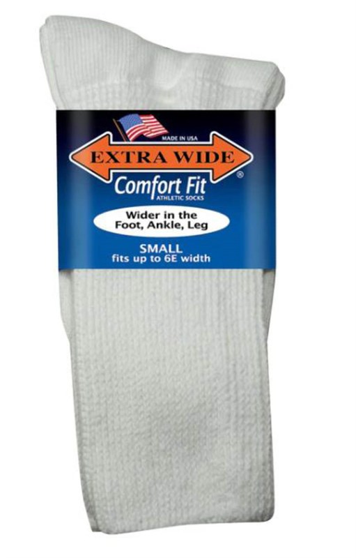 EXTRA WIDE ATHLETIC CREW SOCK WHITE - Main