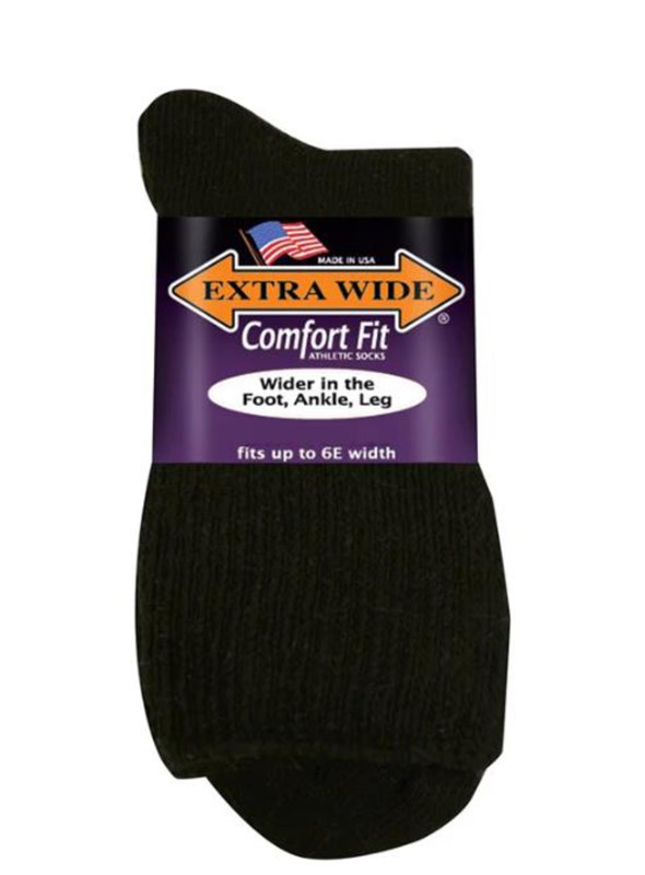 EXTRA WIDE ATHLETIC QUARTER SOCK BLACK - Main