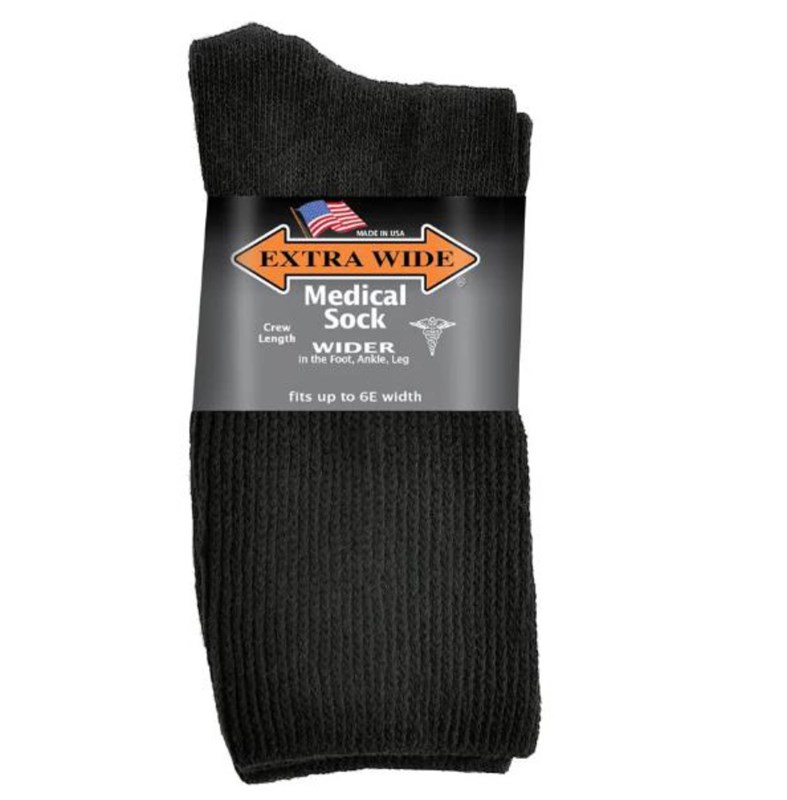 EXTRA WIDE MEDICAL CREW SOCK BLACK - Main
