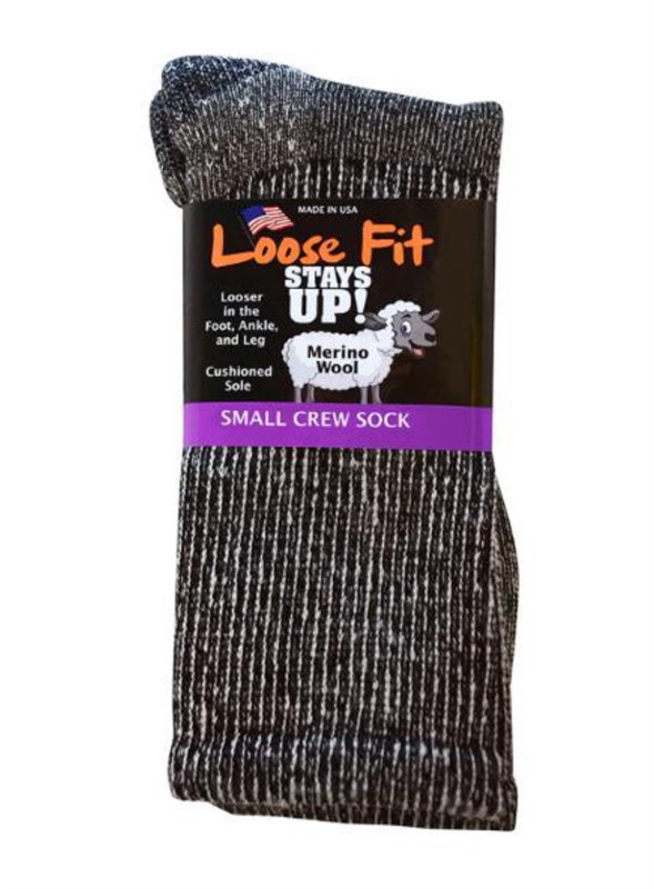 EXTRA WIDE LOOSE FIT MARLED MERINO WOOL CREW SOCK BLACK - Main