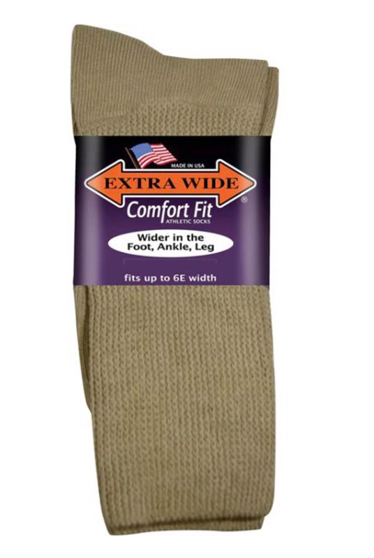 EXTRA WIDE ATHLETIC CREW SOCK TAN - Main