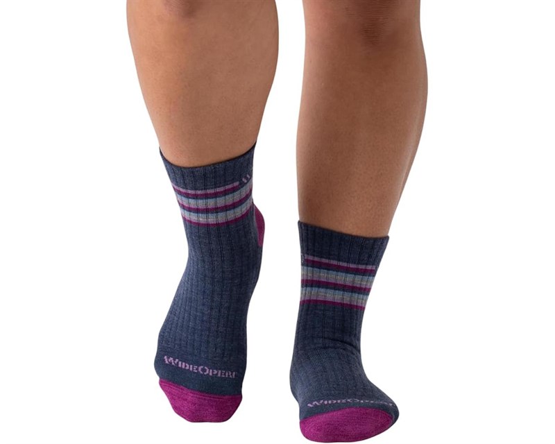 Women's Multi Stripe Cushioned Micro Crew Sock Denim - main