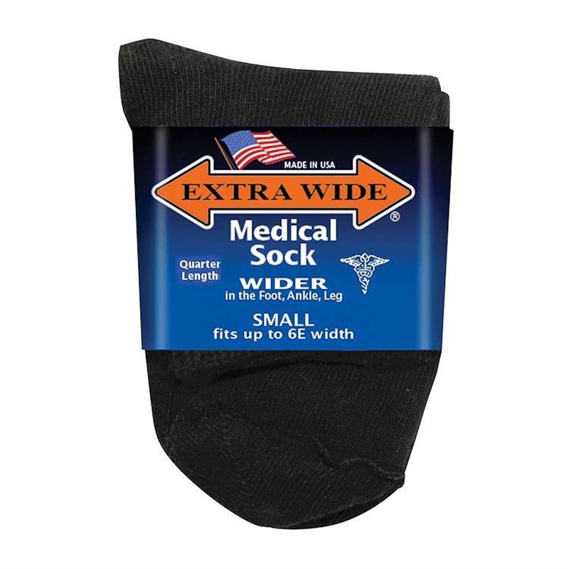 EXTRA WIDE MEDICAL QUARTER SOCK BLACK - Main