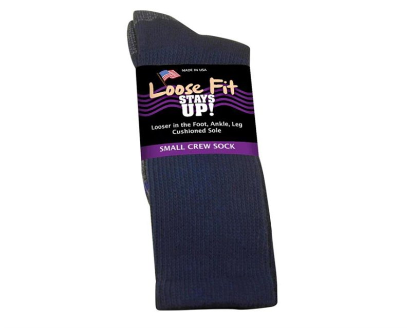 EXTRA WIDE LOOSE FIT STAY UP CREW SOCK NAVY - Main
