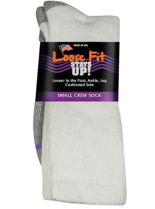 EXTRA WIDE LOOSE FIT STAY UP CREW SOCK WHITE - Main